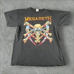 Vintage Megadeath Shirt Men‎ XL Black 90s Thrash Metal Vic Rattlehead Band Tee